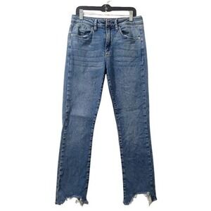 JBD Just Black Denim Jeans Womens Size 26 Light Wash Distressed Hem Straight Lq